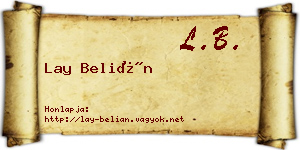 Lay Belián névjegykártya